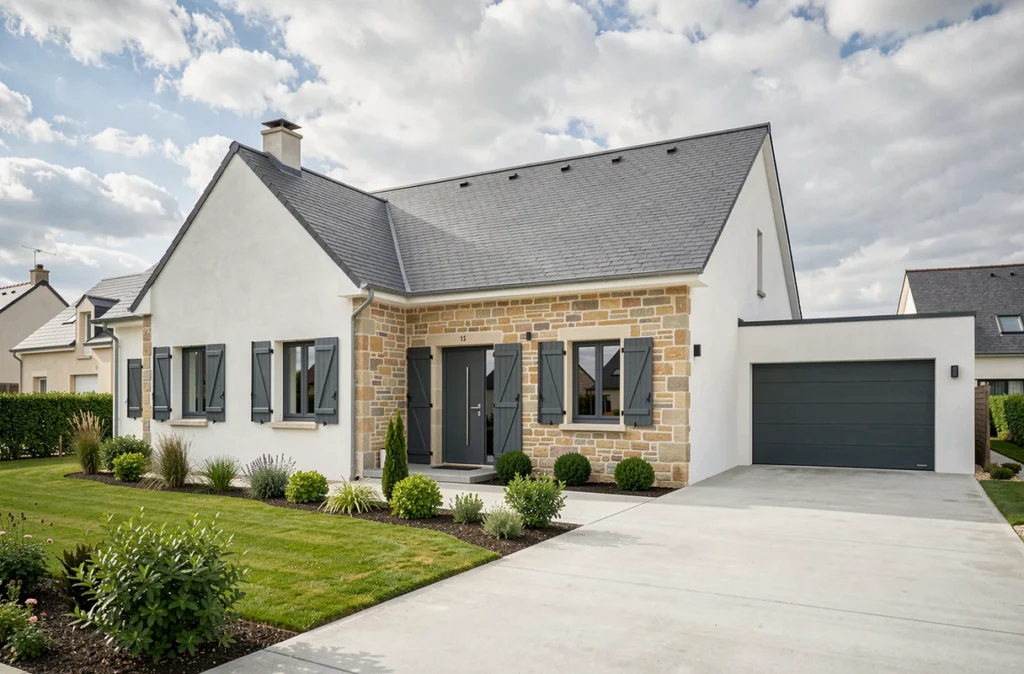 Maison individuelle neuve livrée par un constructeur dans les Deux-Sèvres avec jardin et garage